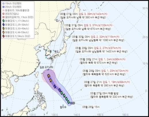 제6호 태풍 장미 발생…이동 경로는?