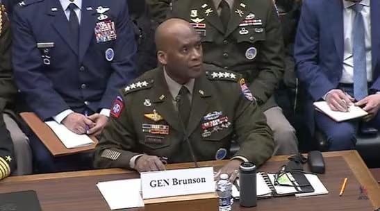 US Forces Korea Commander Gen Xavier Brunson speaks at a US House Armed Services Committee hearing in Washington DC on April 9 2026 Courtesy of US House Armed Services Committee
