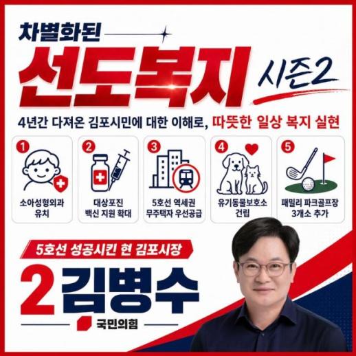 [6·3 지방선거] 김병수 김포시장 후보, 선도 복지 시즌2 발표…소아의료·주거·반려동물 공약