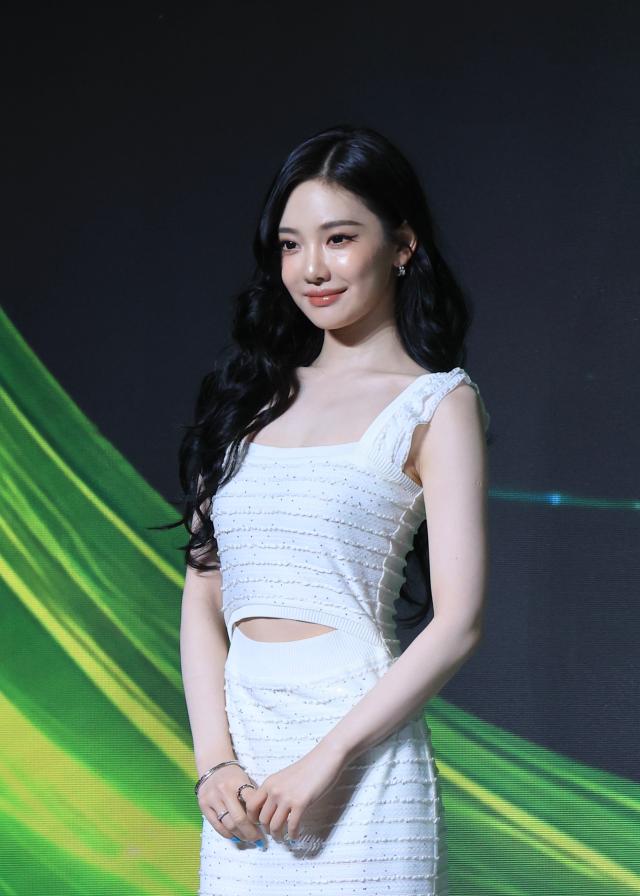 Ningning poses at the press conference for aespas second full-length album LEMONADE at Sofitel Ambassador Seoul Hotel in Jamsil Seoul on May 28 2026 AJP Han Jun-gu