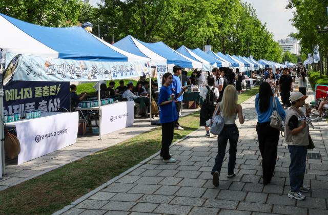 Campus festival events are underway at the Sinchon campus of Yonsei University in Seoul’s Seodaemun District on May 28 2026 AJP Yoo Na-hyun
