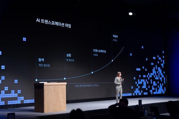 27일 서울에서 열린 오픈AI 한국 첫 ‘Exec Summit’에서 발표하는 애슐리 크레이머 오픈AI 엔터프라이즈 부문 부사장사진오픈AI