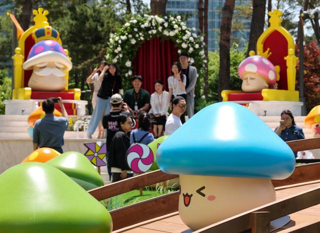 MapleStory-themed installations are displayed during MAPLE ATTACK with LOTTE a special event marking the 23rd anniversary of Nexons online game MapleStory in Songpa District Seoul on May 22 2026 AJP Yoo Na-hyun


