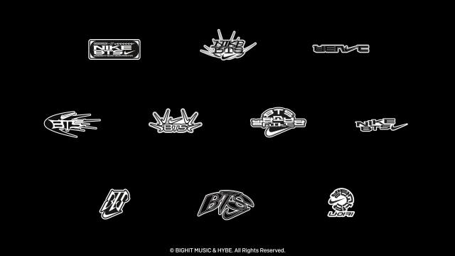 This image provided by Nike shows official customizable patches from the Nike x BTS collaboration under Nike By You segment 
