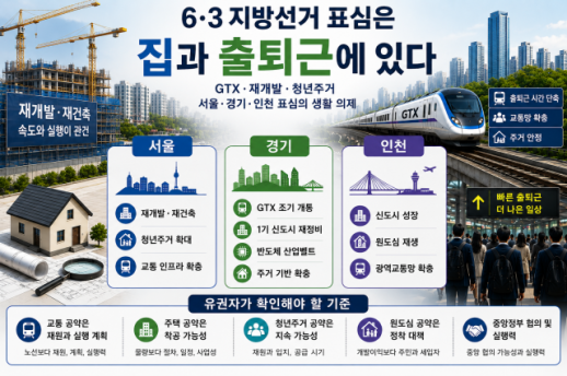 [6·3 막판 표심] GTX·재개발·청년주거…서울·경기·인천 표심은 집과 출퇴근에 있다