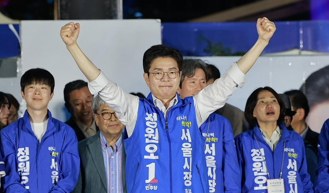 [현장] 정원오 마지막 유세 펼친 청계광장, 지지자들 서울시장은 정원오
