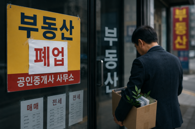 공인중개소가 폐업하는 모습 사진챗지피티로 생성한 이미지