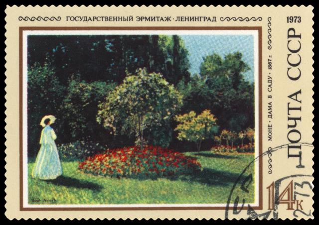 Monet's 'Woman in the Garden' stamp. [Photo=Getty Images]