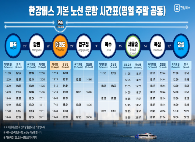 한강버스 서울숲 시간표 사진서울시