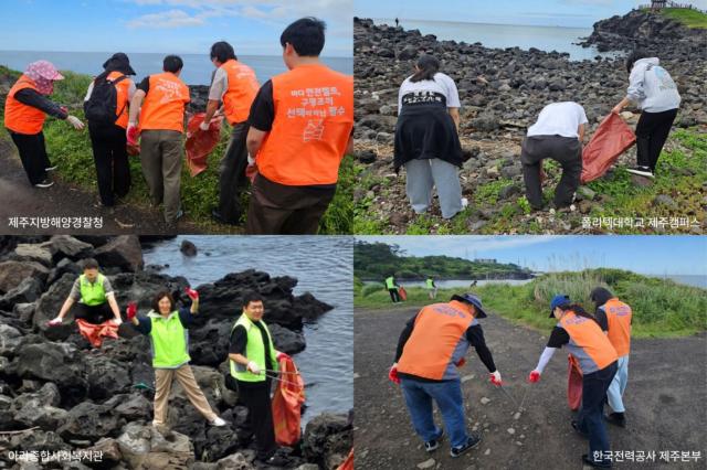 Hite Jinro's Jeju branch, Jeju Coast Guard, and other organizations participated in a cleanup at Daecheong Beach on June 4.