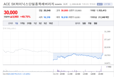 하이닉스 8% 급락했는데 레버리지 ETF 50% 급등했다고? …'특정 매수호가 영향'