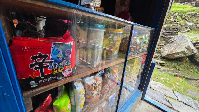 Shin Ramyeon displayed in a lodge along the ABC trekking route