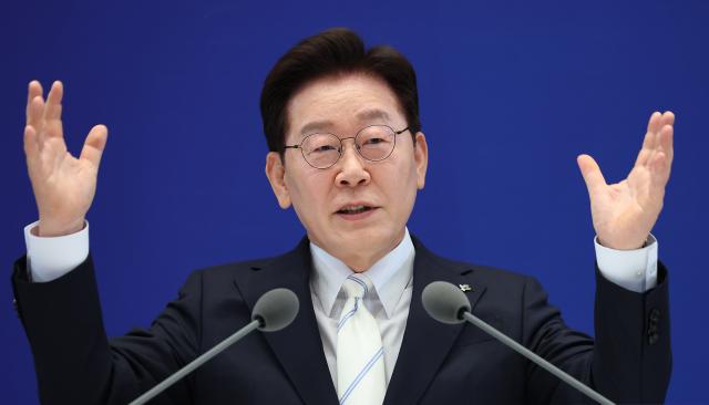 President Lee Jae Myung holds a press conference marking the first year in office on June 8 2026 Yonhap
