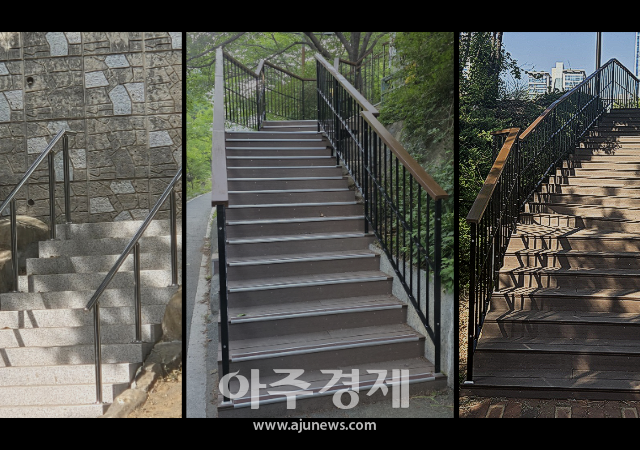 해운대구 춘천 2곳과 수영강 1곳의 산책로 계단사진해운대구