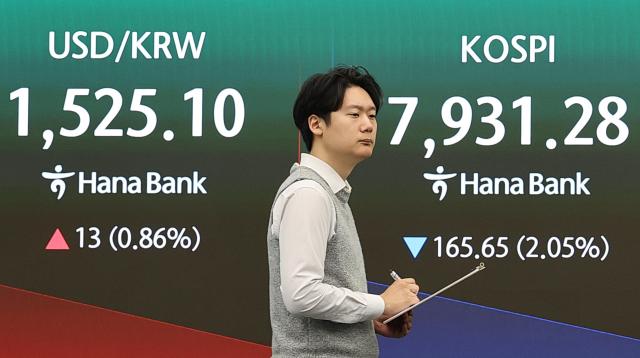 Employees work at the dealing room of Hana Bank’s headquarters in Jung District Seoul on June 10 2026 Yonhap