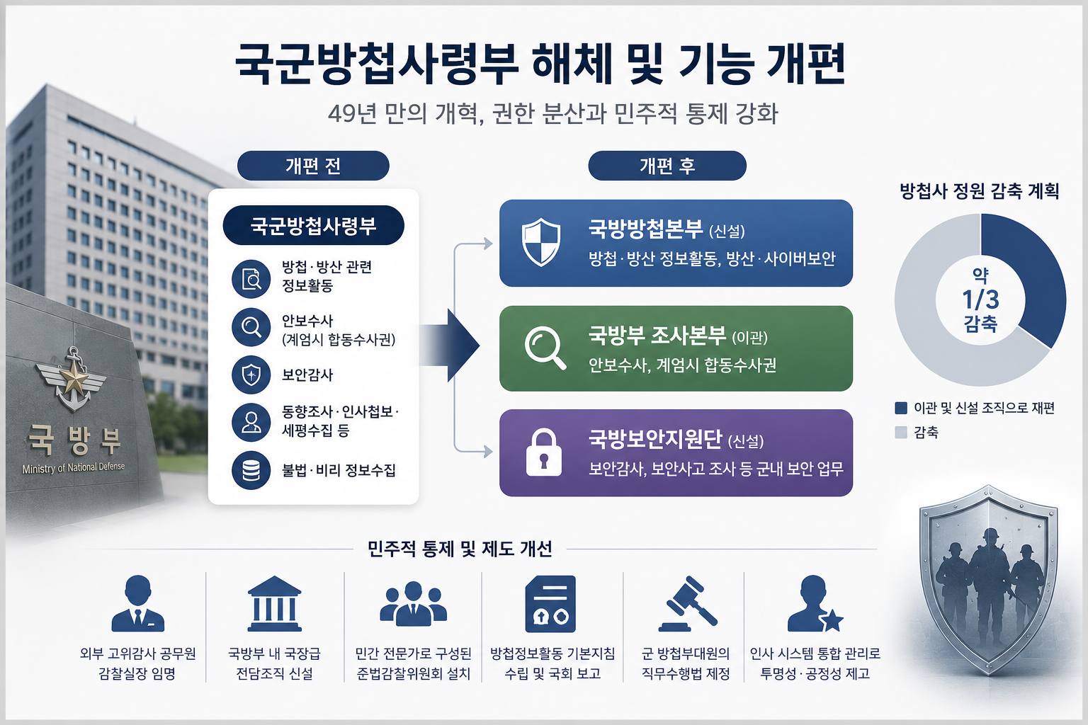 방첩사 49년 만에 해체…방첩·수사·보안 기능 분산 이관