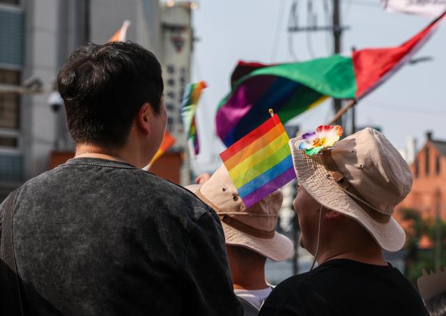 Participants take part in the 27th Seoul Queer Parade near Euljiro 1-ga Station in central Seoul on June 13 2026 