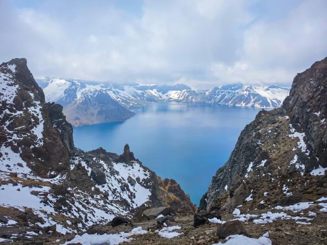 Heaven Lake at the northern slope of Mount Baekdu in Jilin Province China on June 12 2026 Joint Press Corps