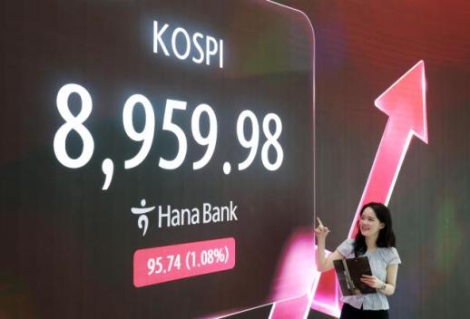 KOSPI runs toward new threshold of 9,000, Nikkei hits fresh high