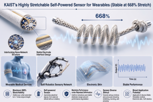 Researchers develop stretchable self-powered wearable sensor