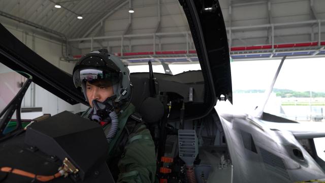 Maj Song Min-seok of the South Korean Air Force’s 281st Flight Test Squadron checks the instruments and equipment inside a KF-21 cockpit on April 22 2026 Courtesy of ROK Air Force