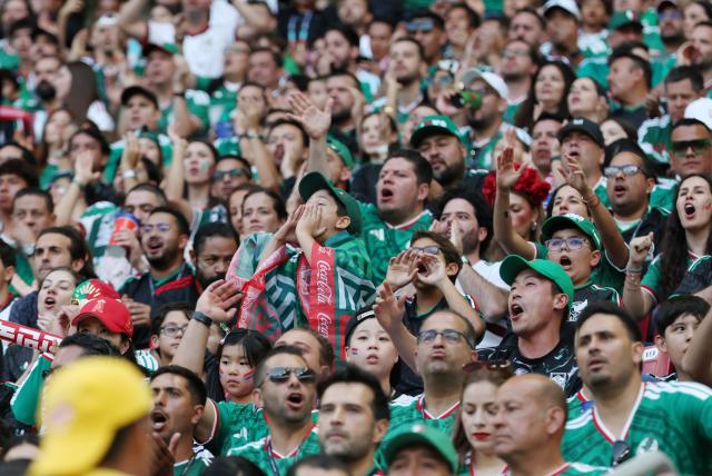 Mexico supporters cheer during the Group A match between South Korea and Mexico at the 2026 FIFA World Cup at Guadalajara Stadium in Zapopan Jalisco state Mexico on Thursday local time Yonhap