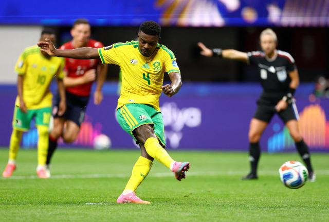 South Africas Teboho Mokoena scores an equalizer from the penalty spot during a Group A match against Czechia at Atlanta Stadium in Atlanta Georgia on June 18 2026 ReutersYonhap