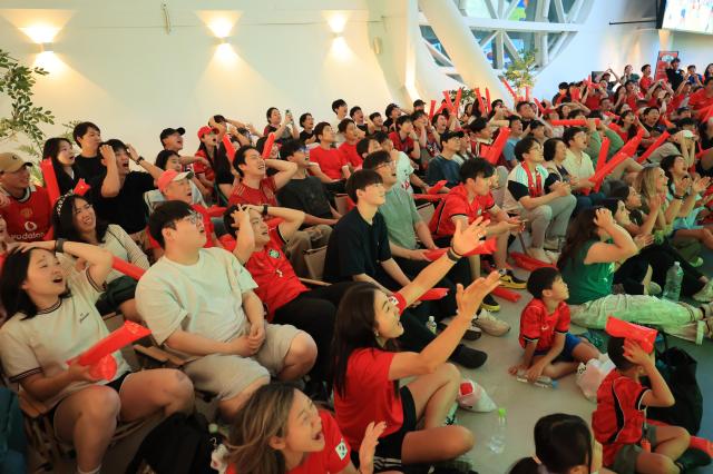 Fans react with disappointment at Play Place in Ttukseom Hangang Park in Seongsu-dong Seongdong-gu Seoul on June 19 after South Korea failed to score an equalizer against Mexico AJP Han Jun-gu