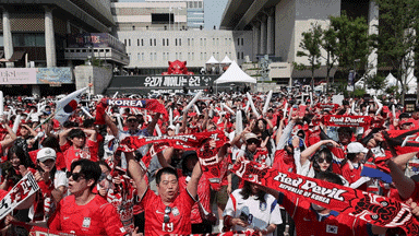 Fans are cheering throughout the world cup viewing event held at the Gwanghwamun Square on June 19 a match against Mexico AJP Yoo Na-hyun