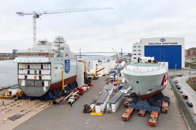 Royal Canadian Navy vessels under construction at Irving Shipbuilding’s Halifax Shipyard in Nova Scotia Courtesy of Irving Shipbuilding
