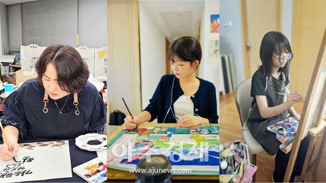 2026 아주 글로벌 아트페어 공모전 아트 마스터상을 수상한 왼쪽부터최연경 박수빈 김다림 작가사진아주글로벌교류협회