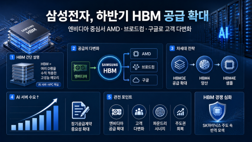 삼성, HBM 하반기 공급 확대 시동...AMD·브로드컴·구글까지 겨냥