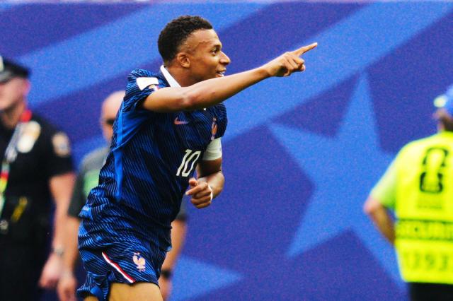 Frances Kylian Mbappe celebrates after scoring during a Group I match against Iraq at Philadelphia Stadium in Philadelphia Pennsylvania on June 22 2026 APYonhap