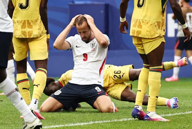 Englands Harry Kane reacts after missing a close-range scoring chance during a Group L match against Ghana at Boston Stadium in Foxborough Massachusetts on June 23 2026 ReutersYonhap
