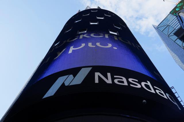 Nasdaq billboard is pictured on the day of SpaceXs initial public offering IPO at the Nasdaq MarketSite in New York City US June 12 2026 REUTERSYonhap