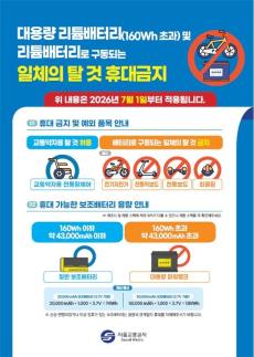 Từ tháng 7, tàu điện ngầm Seoul cấm mang pin lithium dung lượng lớn và xe điện cá nhân