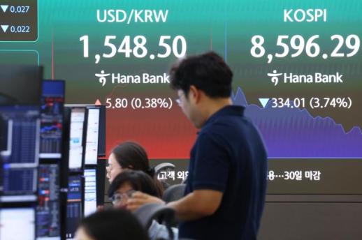 KOSPI盘中跌幅扩大至8%
