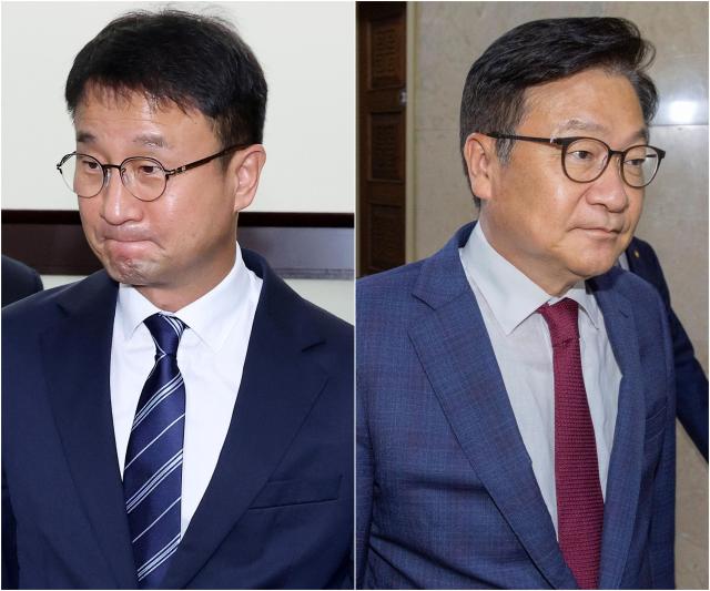 한병도 더불어민주당 원내대표왼쪽와 정점식 국민의힘 원내대표 사진연합뉴스