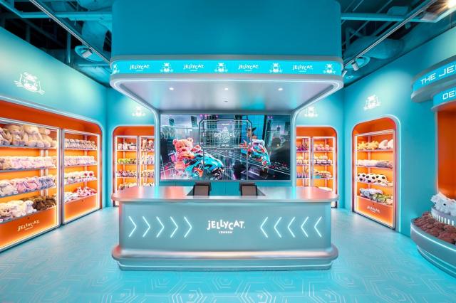 Inside the Jellycat 2075 AD General Store in Seoul, featuring popular characters and new products