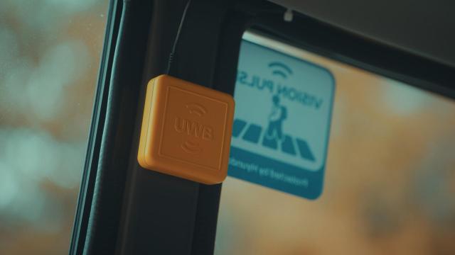 A UWB module installed on a school bus as part of Hyundai and Kias Cannes Lions-winning Vision Pulse safety campaign Courtesy of Hyundai Motor and Kia