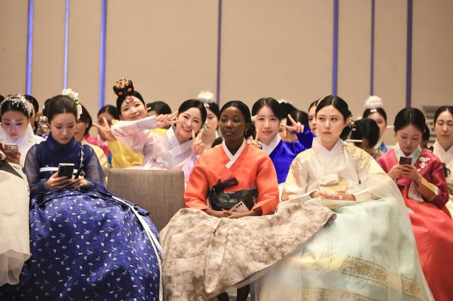 Contestants waiting for the runway in hanbok during the 12th Korea Hanbok Model Contest at Inspire Entertainment Resort in Incheon on June 27 2026 AJP Han Jun-gu