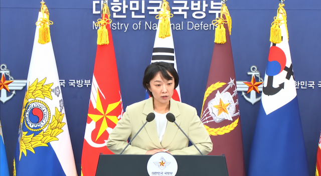 South Korean Defense Ministry spokesperson Jeong Bit-na speaks during a regular press briefing in Seoul on June 30 2026 AJP Kim Hee-su