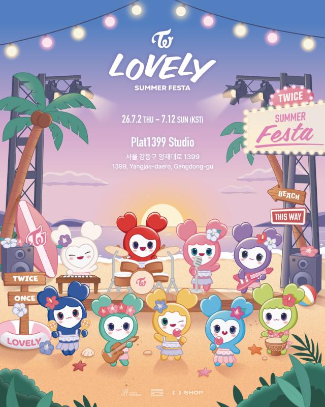 A promotional poster for TWICEs Lovely Summer Festa pop-up store running from July 2 to 12 at Plat1399 Studio in Gangdong District Seoul Courtesy of JYP Entertainment