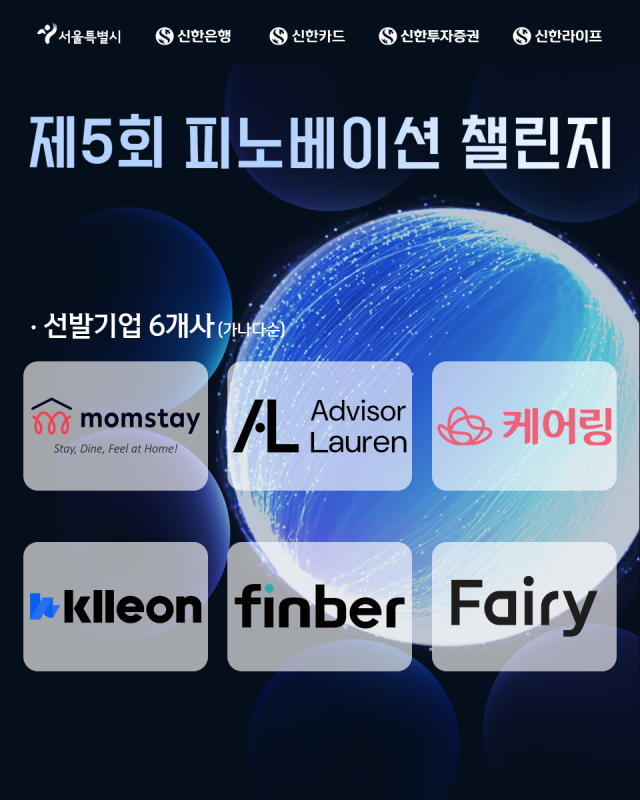 신한은행이 서울시와 공동으로 진행하는 제5회 피노베이션 챌린지를 통해 신한금융그룹과 공동 사업화를 추진할 스타트업 6개사를 선정했다 사진신한은행