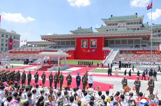 A welcoming ceremony for Chinese President Xi Jinping who visited North Korea on June 8 2026 is held at Kim Il Sung Square in Pyongyang North Korea Yonhap 