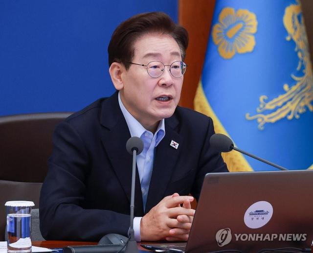President Lee Jae-myung speaks at a senior advisor meeting at the Blue House on July 2