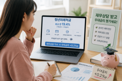 [김지윤의 골든피그] 청년미래적금 우대금리 다 받기 어렵다면…재무상담으로 0.2%p 더