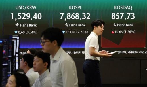 삼성전자 역대급 호실적에도… 코스피, 차익 매물에 4%대 급락