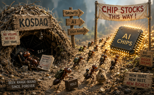 Ants deserting the KOSDAQ nest for chip harvest