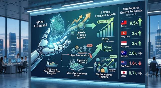ADB raises South Koreas growth forecast to 2.6% for this year